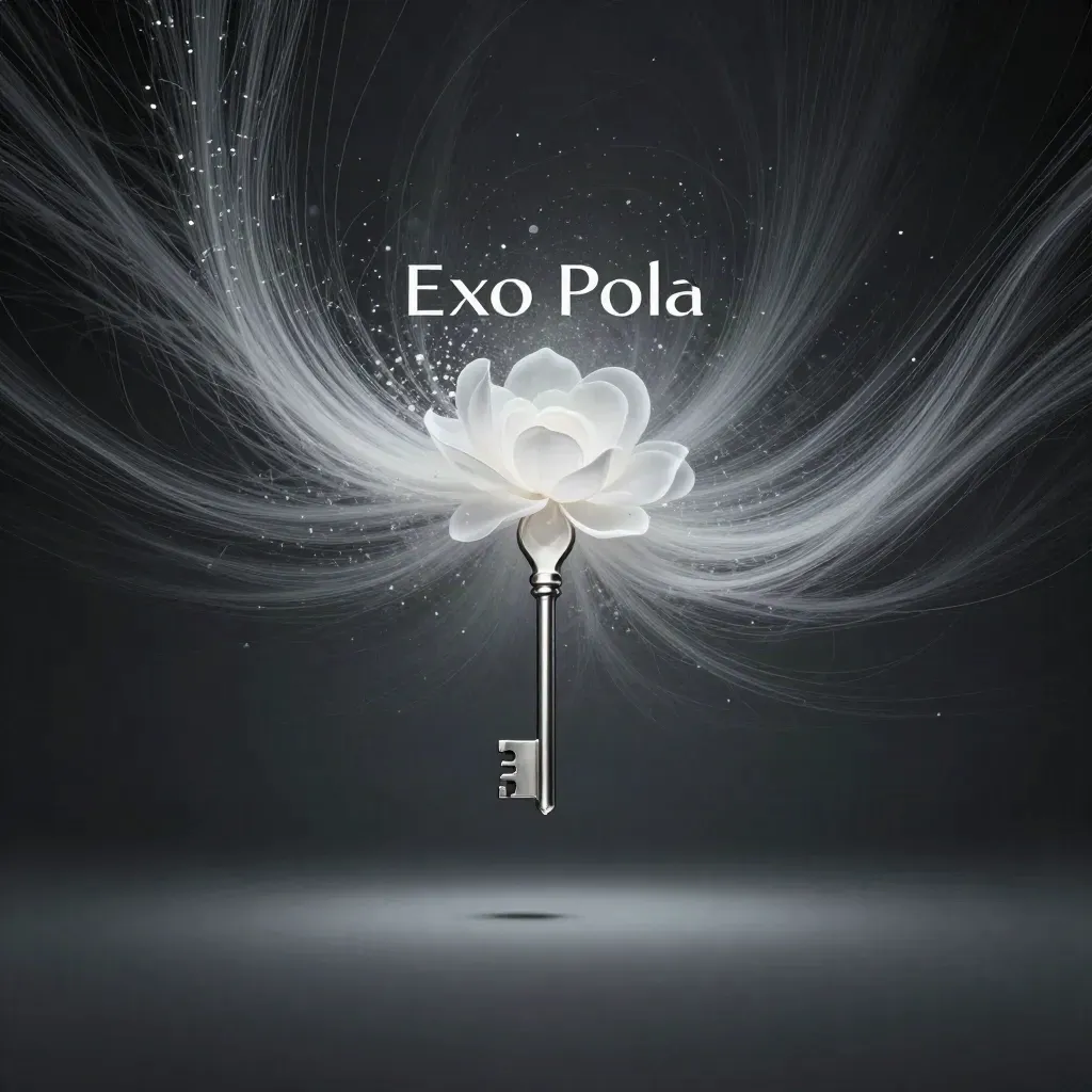 Silver light filaments converge into a soft white bloom in dark haze.